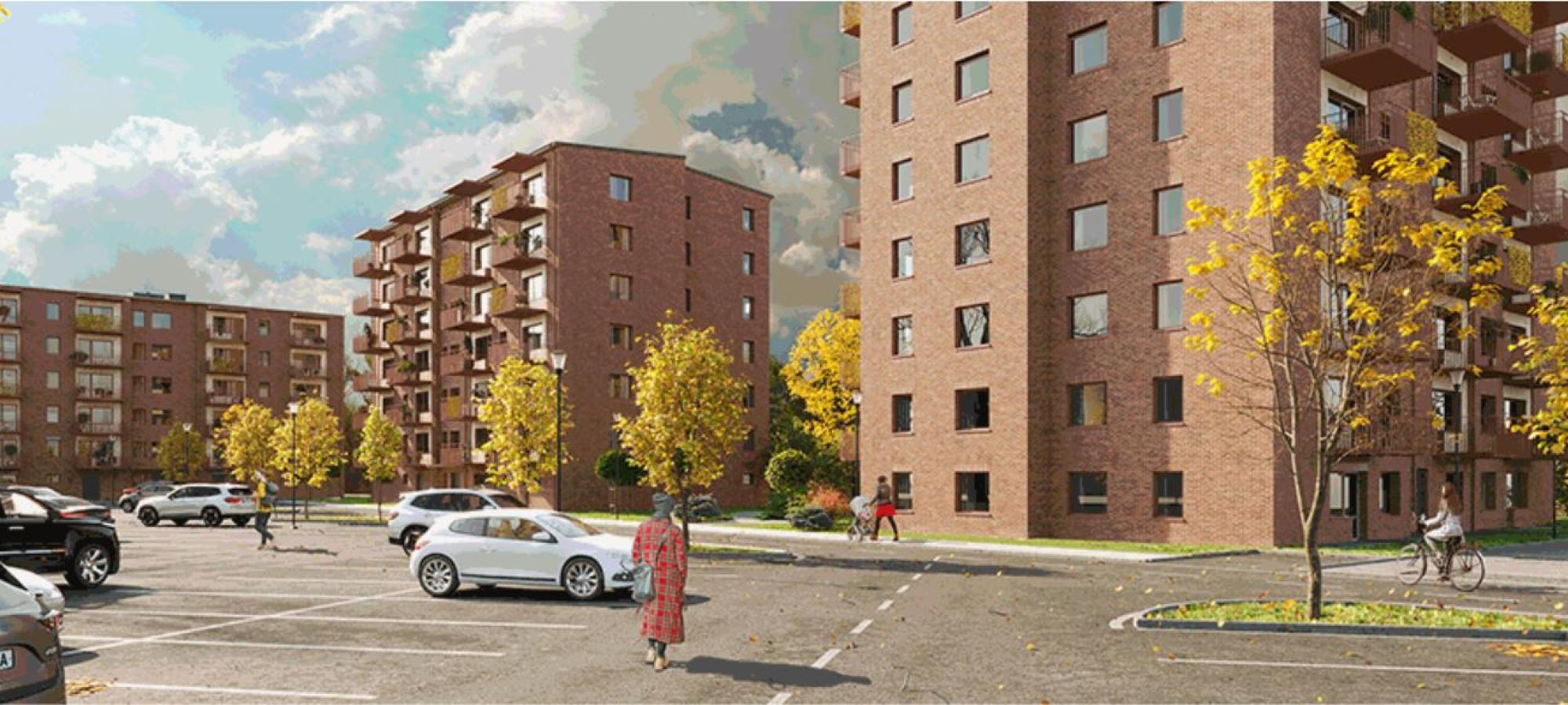 JSB står som totalentreprenör för kvarteret Topasen i Norrköping. Nybyggnationen omfattar 141 hyresrätter. Projektet är framtaget i samverkan mellan JSB Construction AB och Rikshem. Bild Rikshem